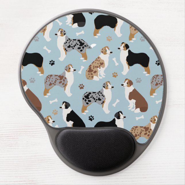Australian Shepherd Bones and Paws Gel Mouse Pad (Front)