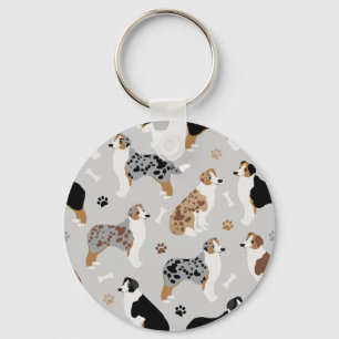 Australian Shepherd Bones and Paws Keychain