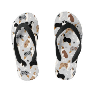 Australian Shepherd Bones and Paws Kid's Flip Flops