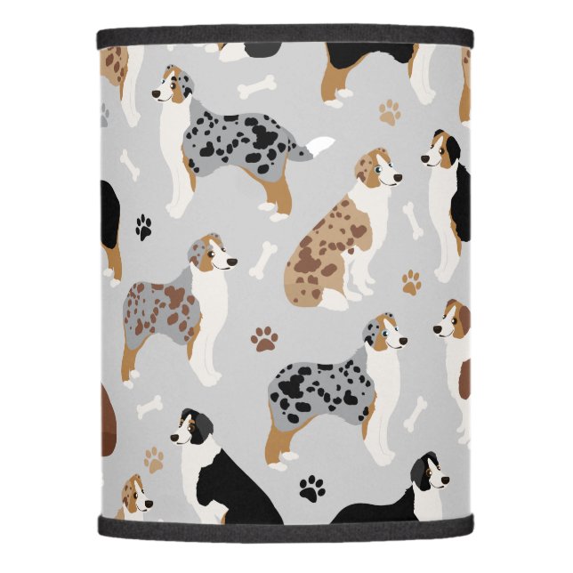 Australian Shepherd Bones and Paws Lamp Shade (Front)