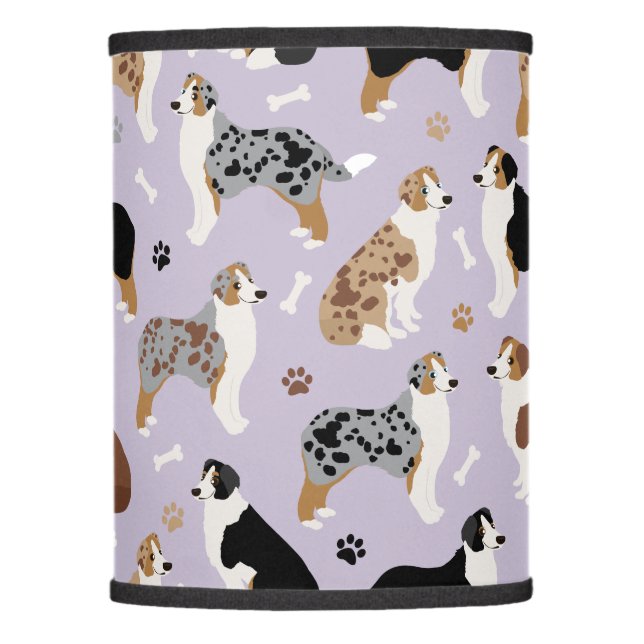 Australian Shepherd Bones and Paws Lamp Shade (Front)