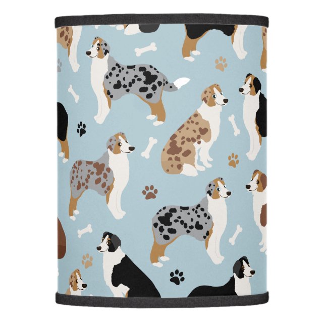 Australian Shepherd Bones and Paws Lamp Shade (Front)
