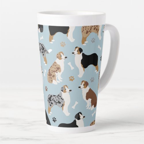 Australian Shepherd Bones and Paws Latte Mug