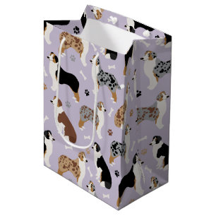 Australian Shepherd Bones and Paws Medium Gift Bag