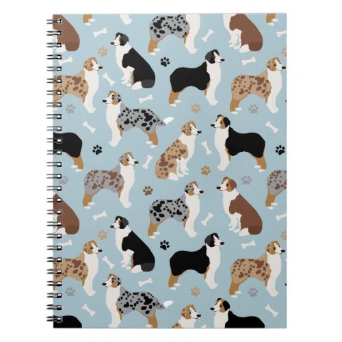 Australian Shepherd Bones and Paws Notebook