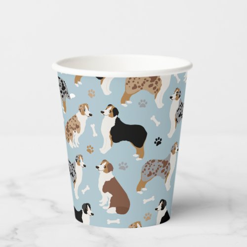 Australian Shepherd Bones and Paws Paper Cups