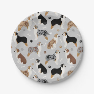 Australian Shepherd Bones and Paws Paper Plates