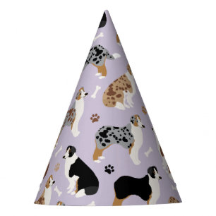 Australian Shepherd Bones and Paws Party Hat