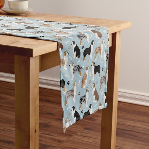 Australian Shepherd Bones and Paws Short Table Runner