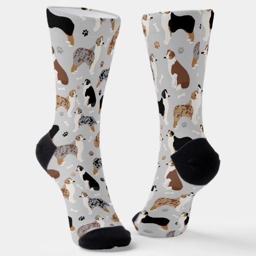 Australian Shepherd Bones and Paws Socks