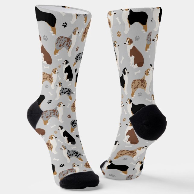 Australian Shepherd Bones and Paws Socks (Angled)