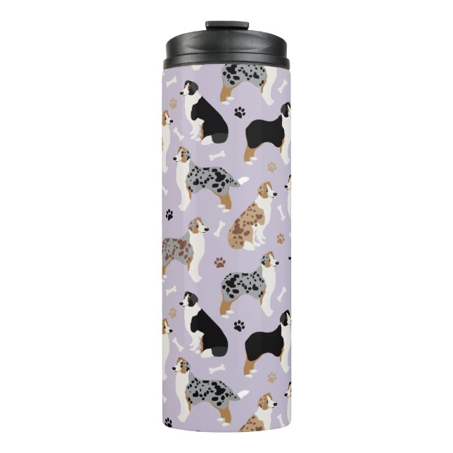 Australian Shepherd Bones and Paws Thermal Tumbler (Front)