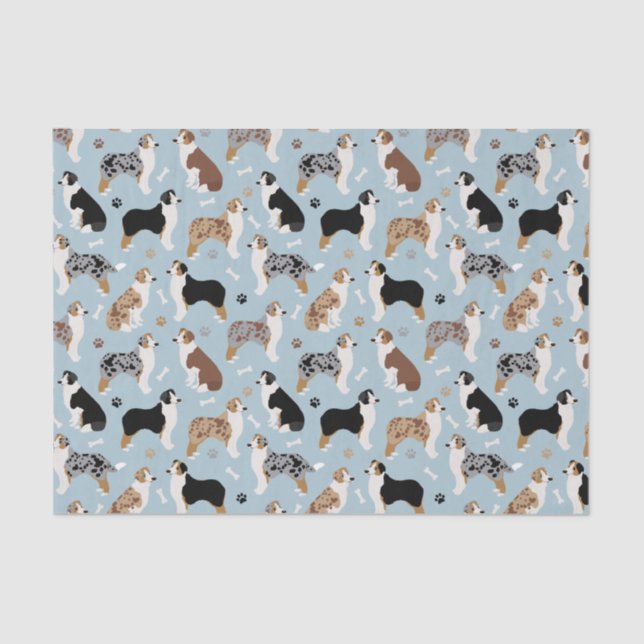 Australian Shepherd Bones and Paws Tissue Paper (Front)