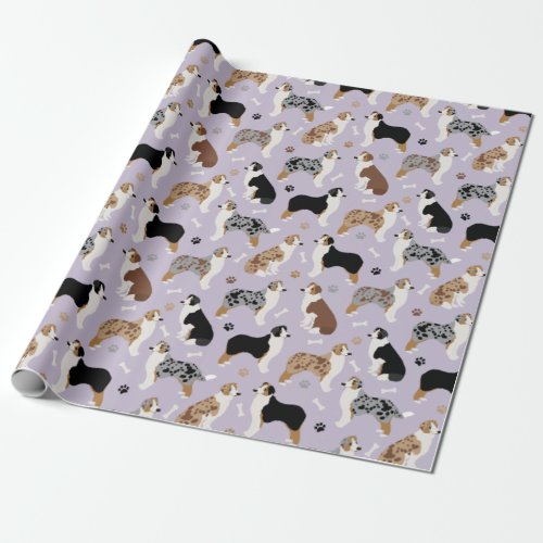 Australian Shepherd Bones and Paws Wrapping Paper