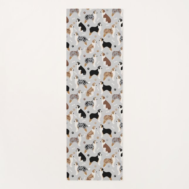 Australian Shepherd Bones and Paws Yoga Mat (Front)