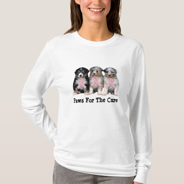 Australian Shepherd Breast Cancer Ladies T-Shirt (Front)