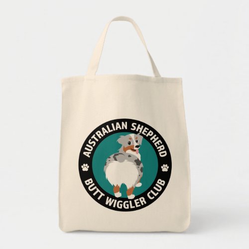 Australian Shepherd Butt Wiggler Club Blue Merle Tote Bag