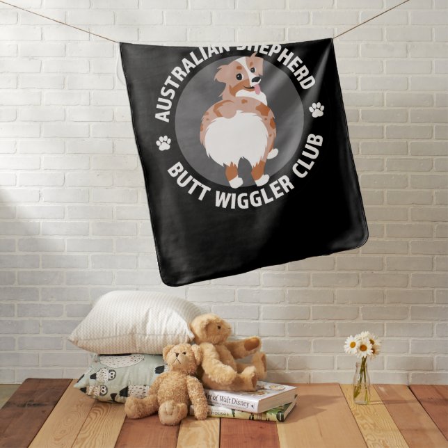 Australian Shepherd Butt Wigglers Club - Red Merle Baby Blanket (In Situ)