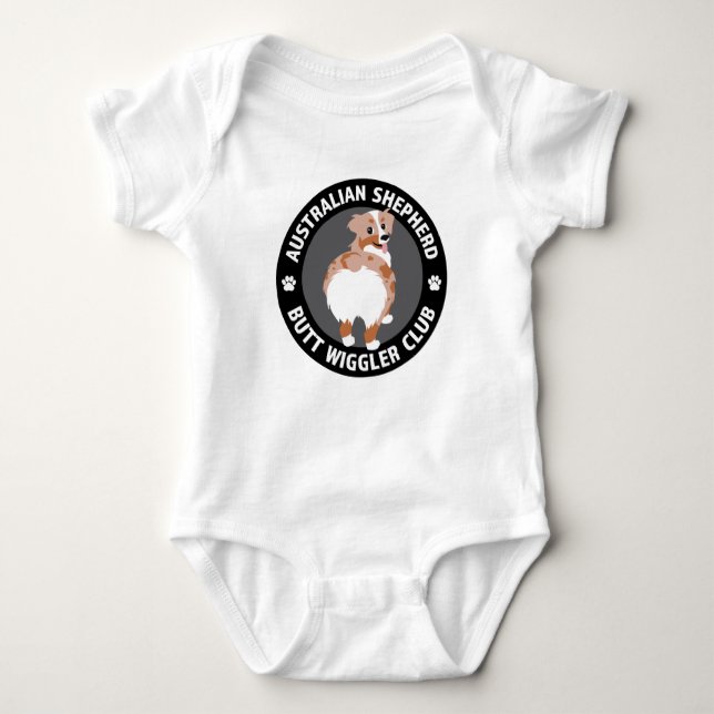 Australian Shepherd Butt Wigglers Club - Red Merle Baby Bodysuit (Front)