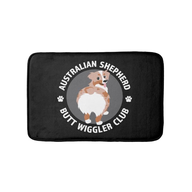 Australian Shepherd Butt Wigglers Club - Red Merle Bath Mat (Front)