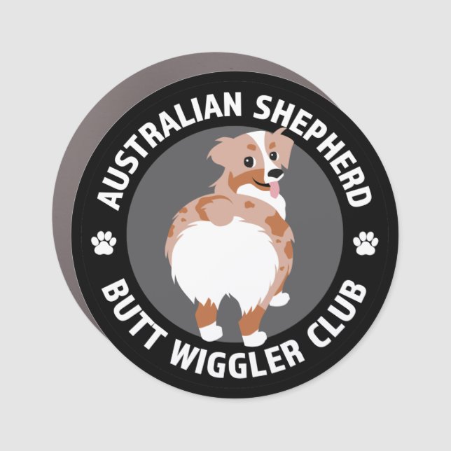 Australian Shepherd Butt Wigglers Club - Red Merle Car Magnet (Front)