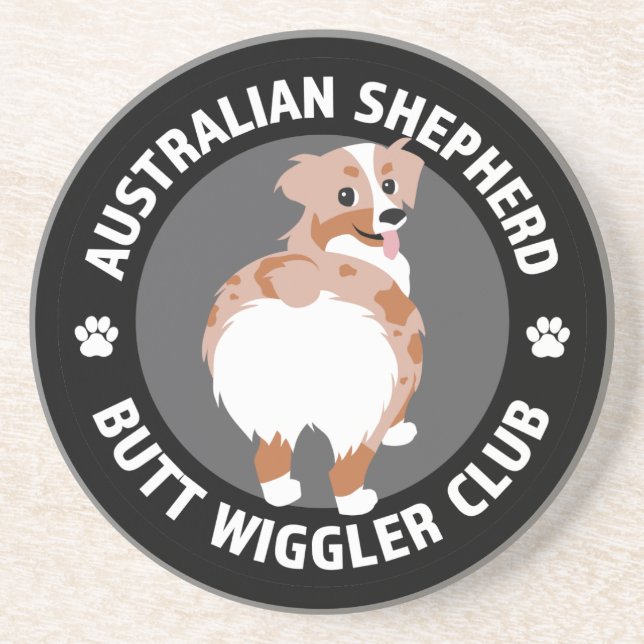 Australian Shepherd Butt Wigglers Club - Red Merle Coaster (Front)