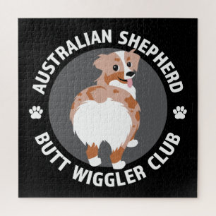 Australian Shepherd Butt Wigglers Club - Red Merle Jigsaw Puzzle