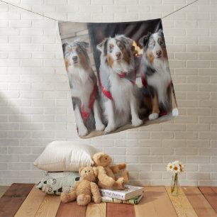 Australian Shepherd by the Fireplace Christmas Baby Blanket