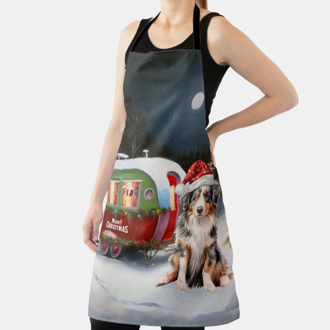 Australian Shepherd Caravan Christmas Adventure Apron (Insitu)