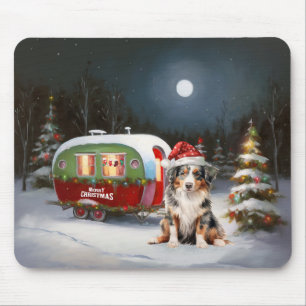 Australian Shepherd Caravan Christmas Adventure Mouse Pad