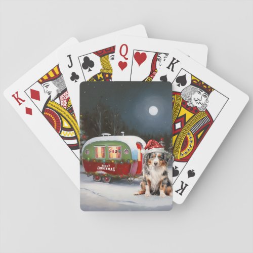 Australian Shepherd Caravan Christmas Adventure Poker Cards