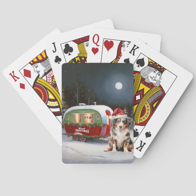 Australian Shepherd Caravan Christmas Adventure Poker Cards (Back)