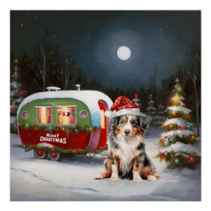 Australian Shepherd Caravan Christmas Adventure Poster