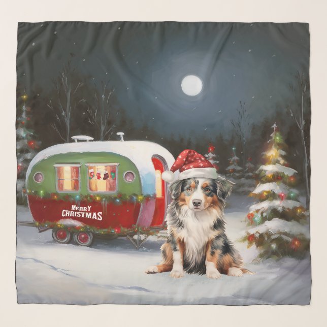 Australian Shepherd Caravan Christmas Adventure Scarf (Front)