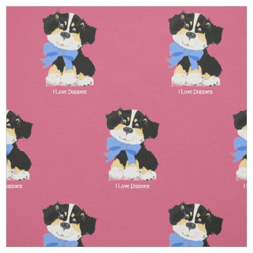 Australian Shepherd Cartoon Puppy fabric