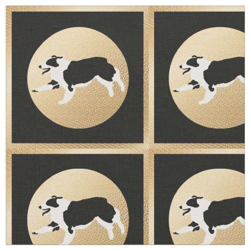 Australian Shepherd Cartoon Style Fabric