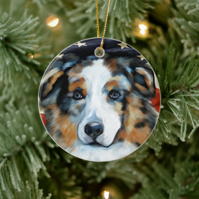 AUSTRALIAN SHEPHERD CERAMIC ORNAMENT (Tree)