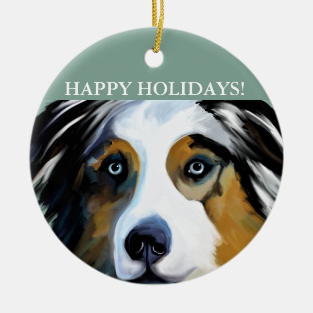 AUSTRALIAN SHEPHERD   CERAMIC ORNAMENT (Front)