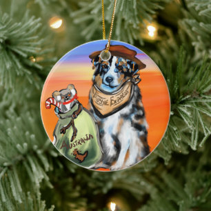 AUSTRALIAN SHEPHERD CERAMIC ORNAMENT