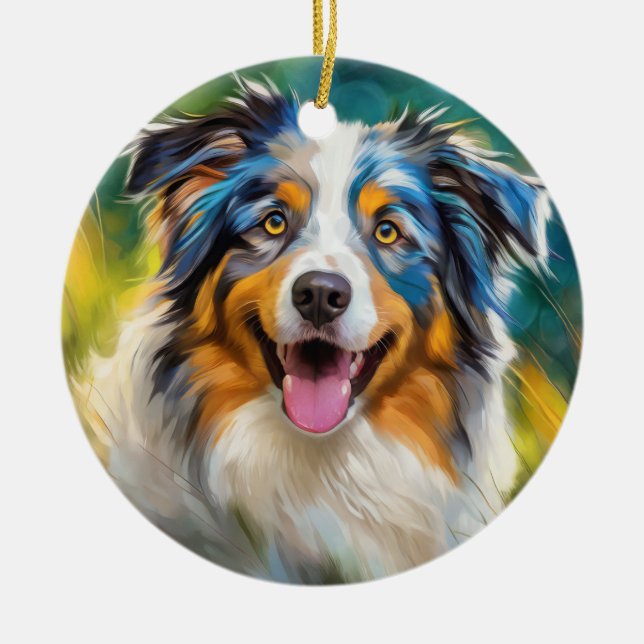 Australian Shepherd Ceramic Ornament (Front)