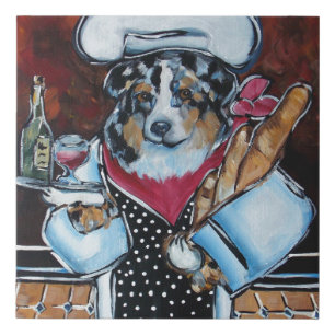 AUSTRALIAN SHEPHERD CHEF FAUX CANVAS PRINT