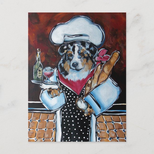 AUSTRALIAN SHEPHERD CHEF POSTCARD (Front)