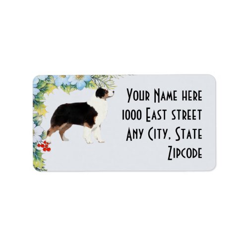 Australian Shepherd Christmas Address Label