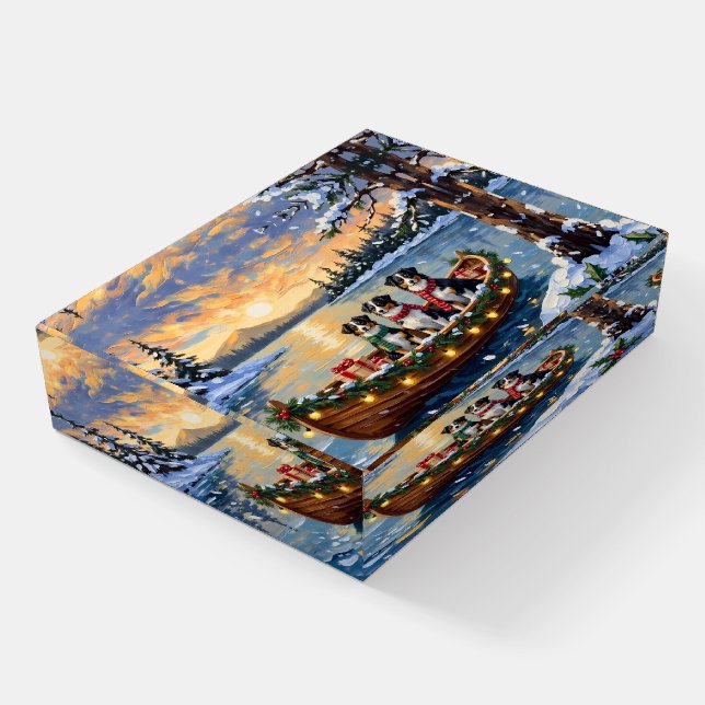 Australian Shepherd Christmas Boat Holiday Paperweight (Angled)
