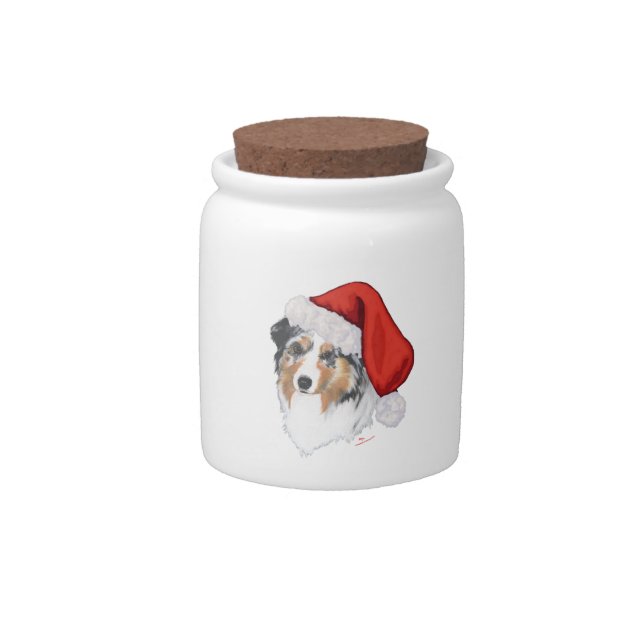 Australian Shepherd Christmas Candy Jar (Front)