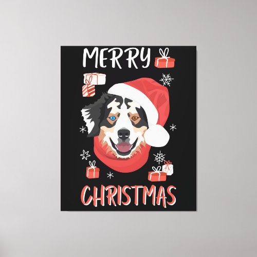 Australian Shepherd Christmas Canvas Print