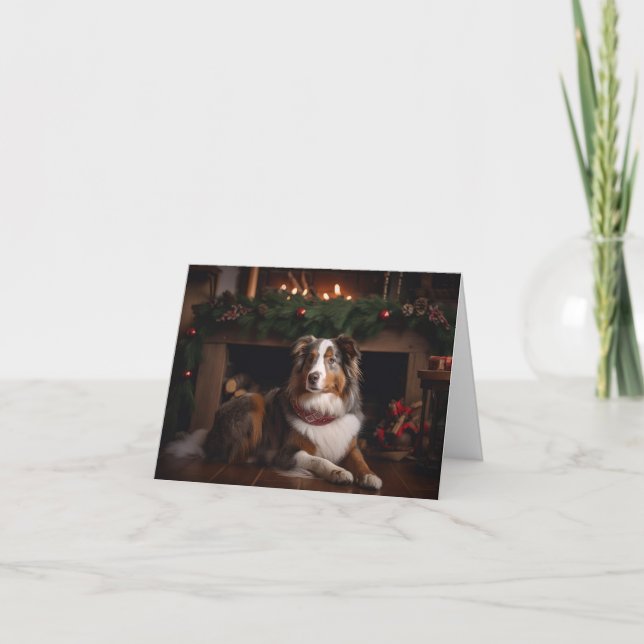 Australian Shepherd Christmas Card (Front)