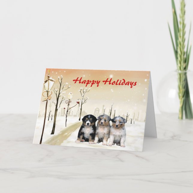 Australian Shepherd Christmas Card Urban (Front)
