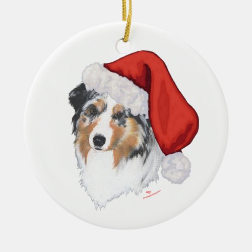 Australian Shepherd Christmas Ceramic Ornament