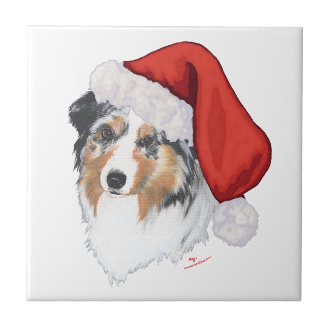 Australian Shepherd Christmas Ceramic Tile (Front)